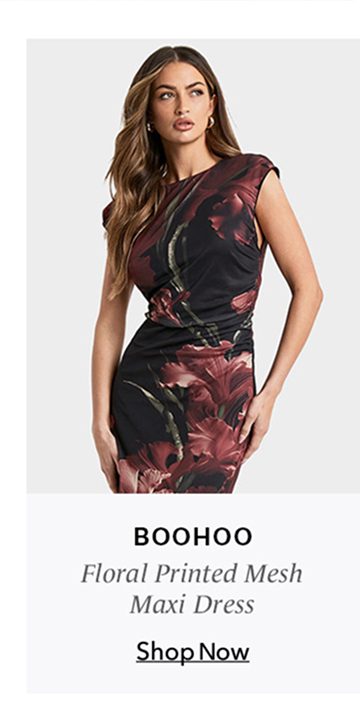 Bohoo Floral Printed Mesh Maxi Dress